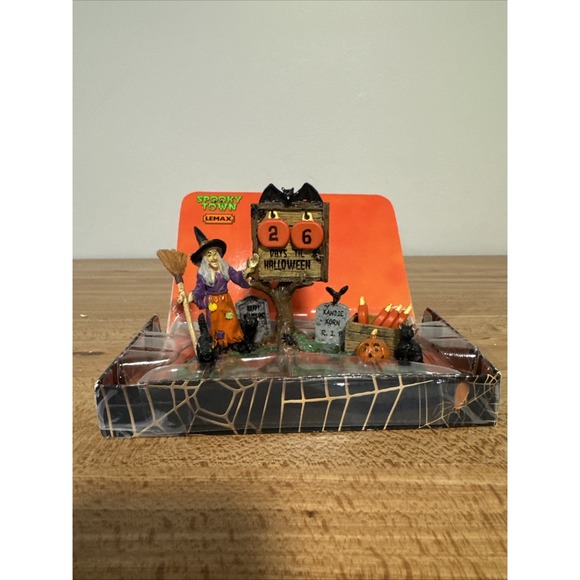 2011 Lemax Spooky Town Witch In Graveyard Countdown To Halloween + Box 13893 - Picture 2 of 4